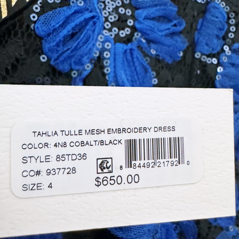 Milly Tahlia Tulle Embroidery Dress in Cobalt/Black - Picture 4 of 11